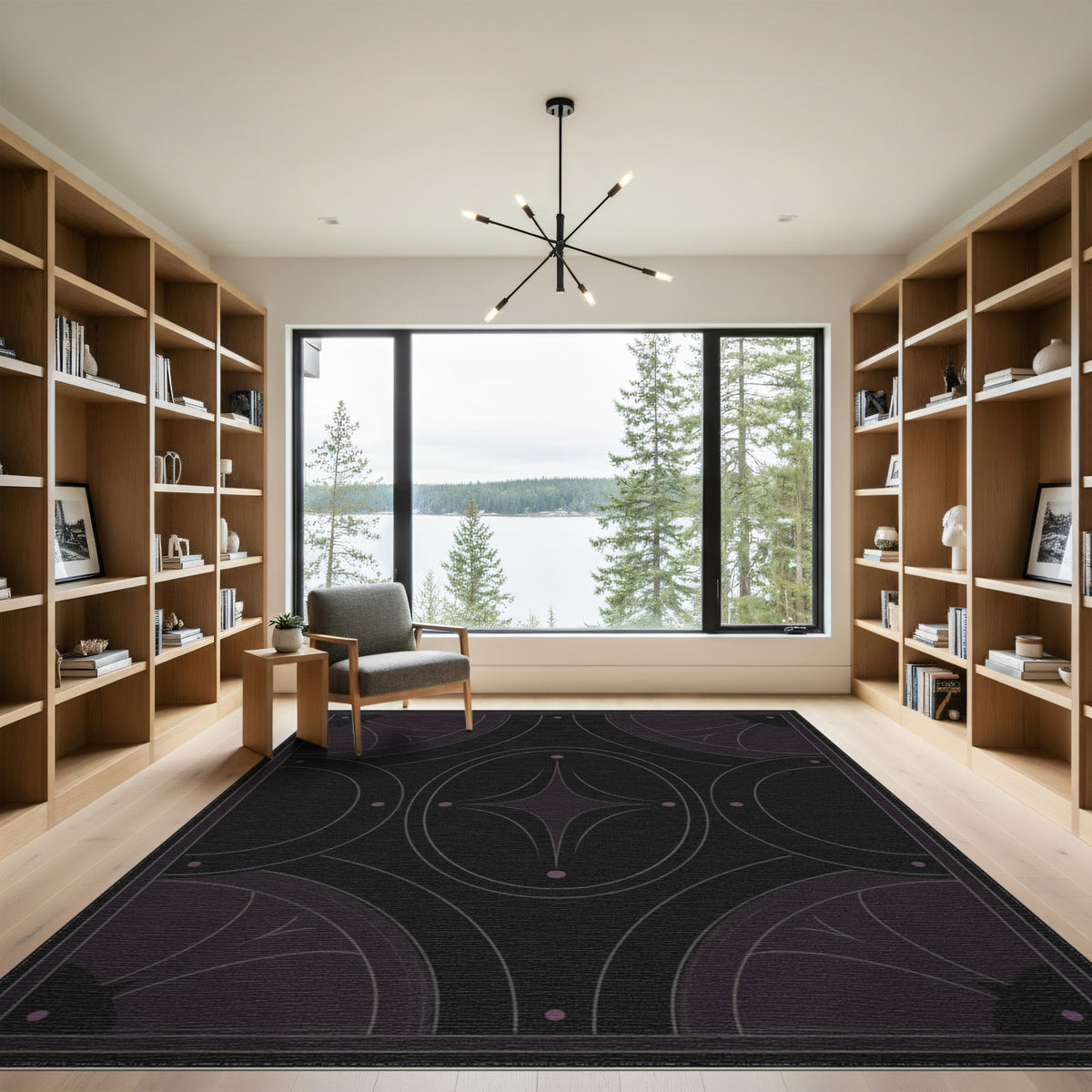 Geometric Modern Purple Geometric Starburst Area Rug