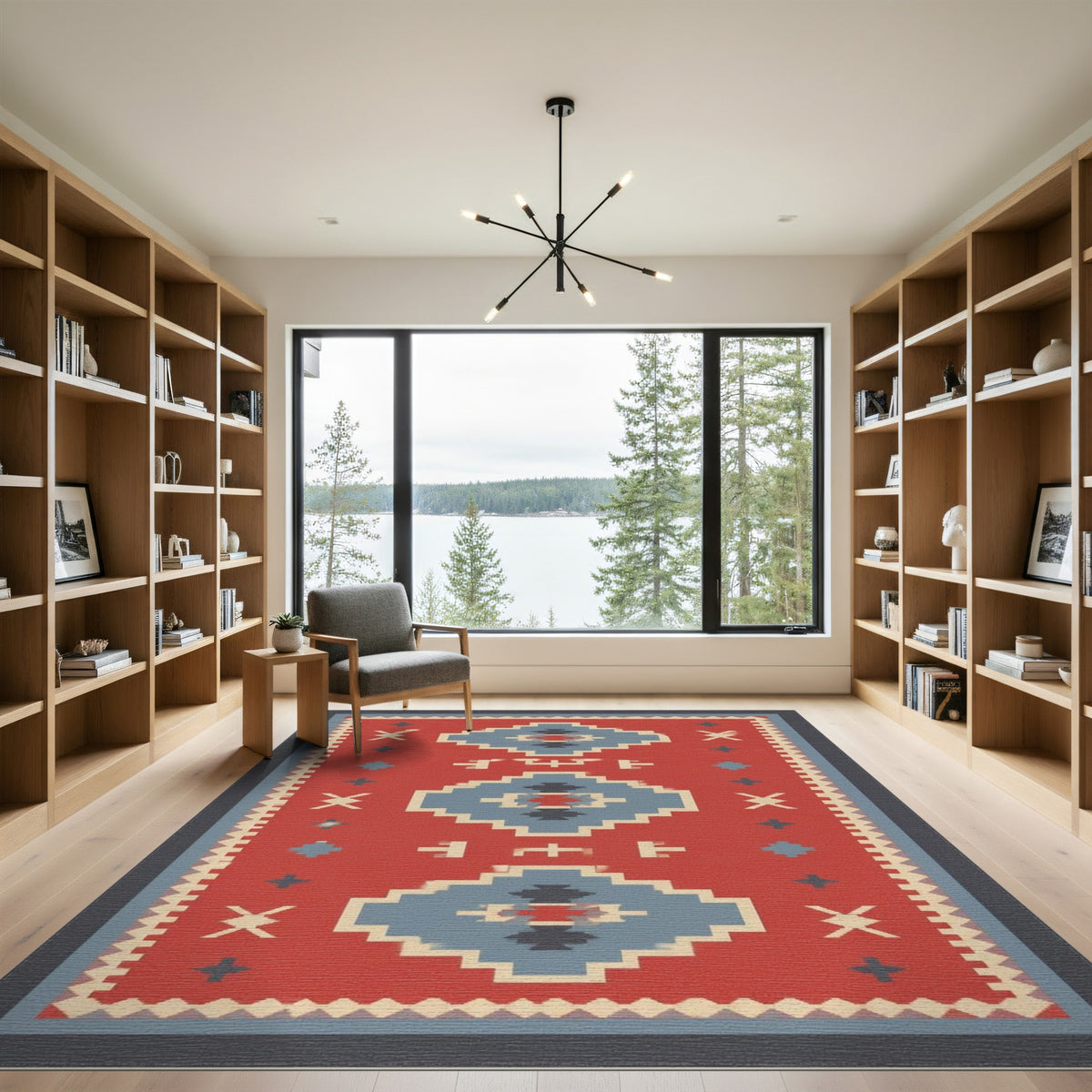 Red Southwestern Geometric Area Rug