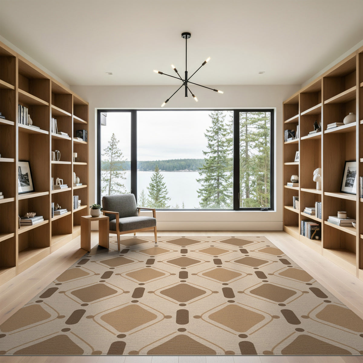 Geometric Modern Brown Geometric Diamond Area Rug