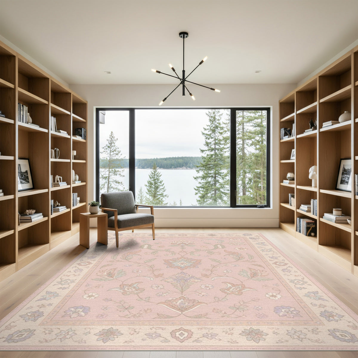 Blush Pink Floral Vintage Area Rug