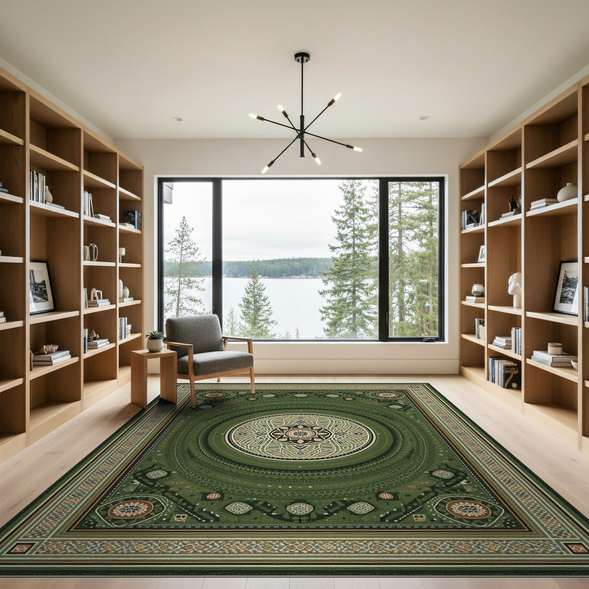 Green Mandala Traditional Persian Area Rug