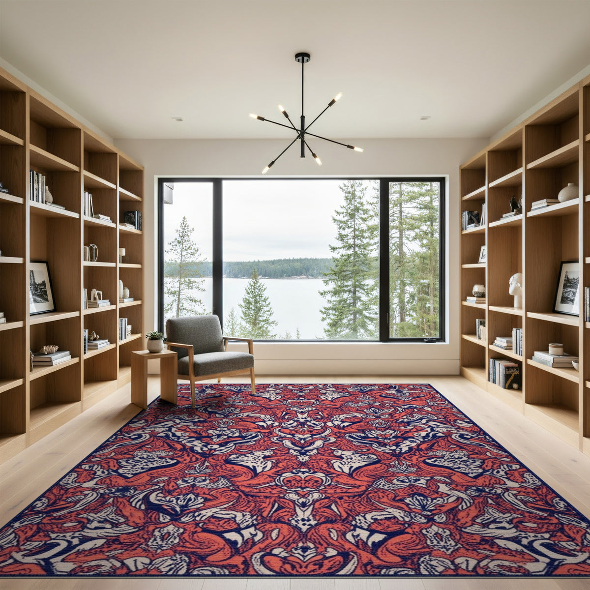 Red Floral Vintage Area Rug