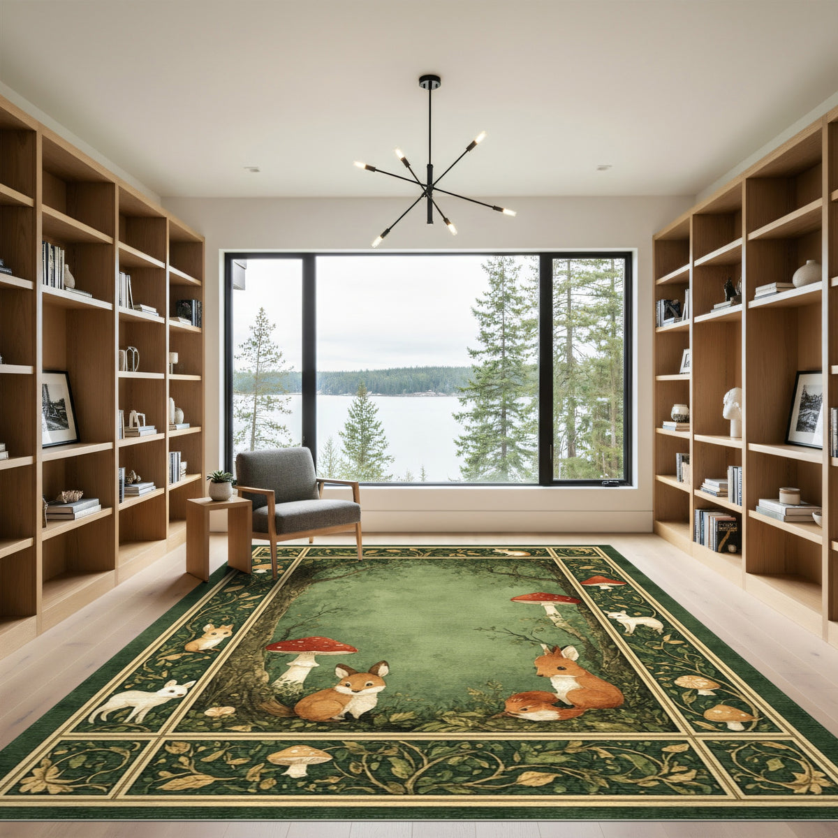 Enchanted Forest Fox and Rabbit Area Rug