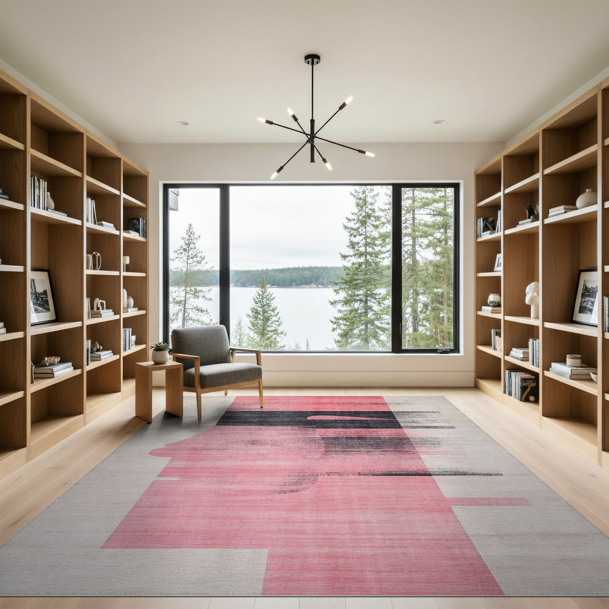 Pink Abstract Face Silhouette Rug
