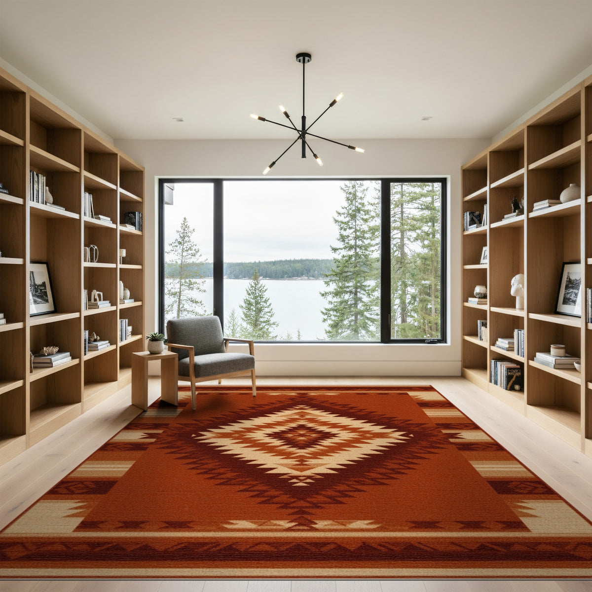 Southwestern Brown Diamond Geometric Area Rug