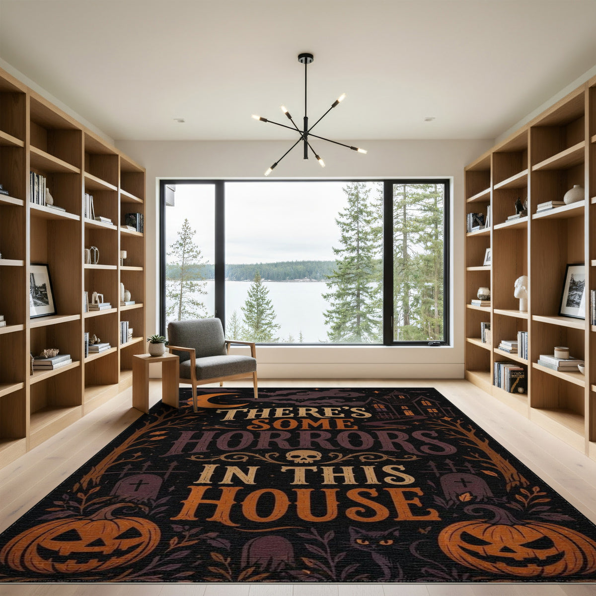 Multi-color and Patterns There's Some Horrors In This House Halloween Rug