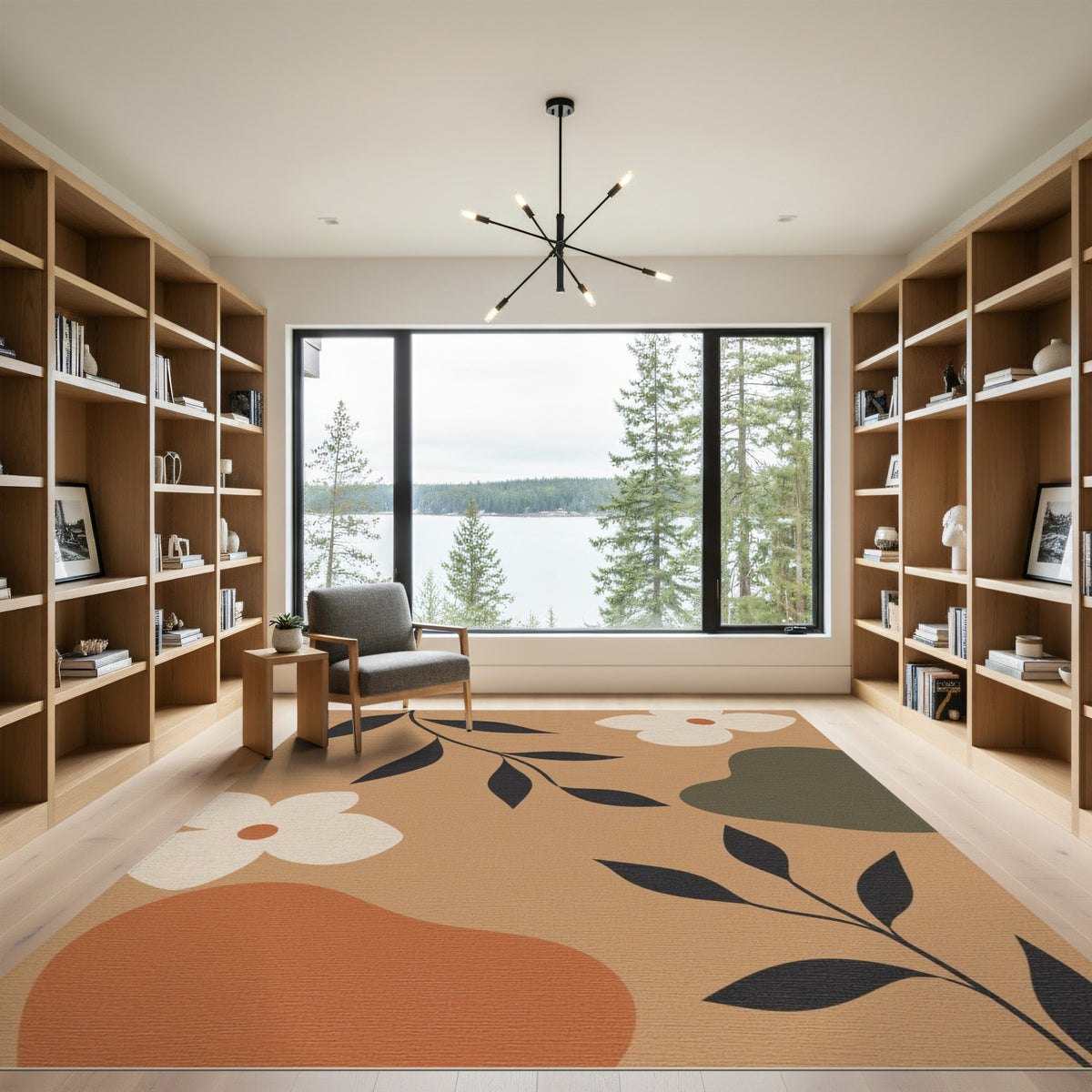 Brown Floral Vintage Area Rug