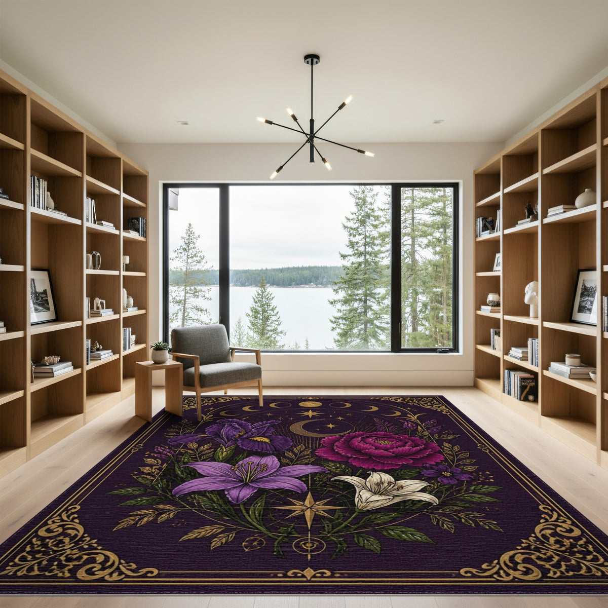 Purple Celestial Floral Vintage Area Rug