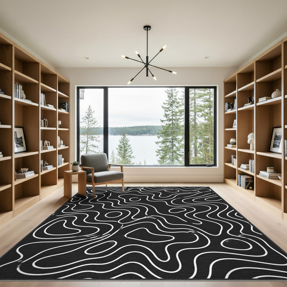 Abstract Area Wave Black White Abstract Wave Area Rug