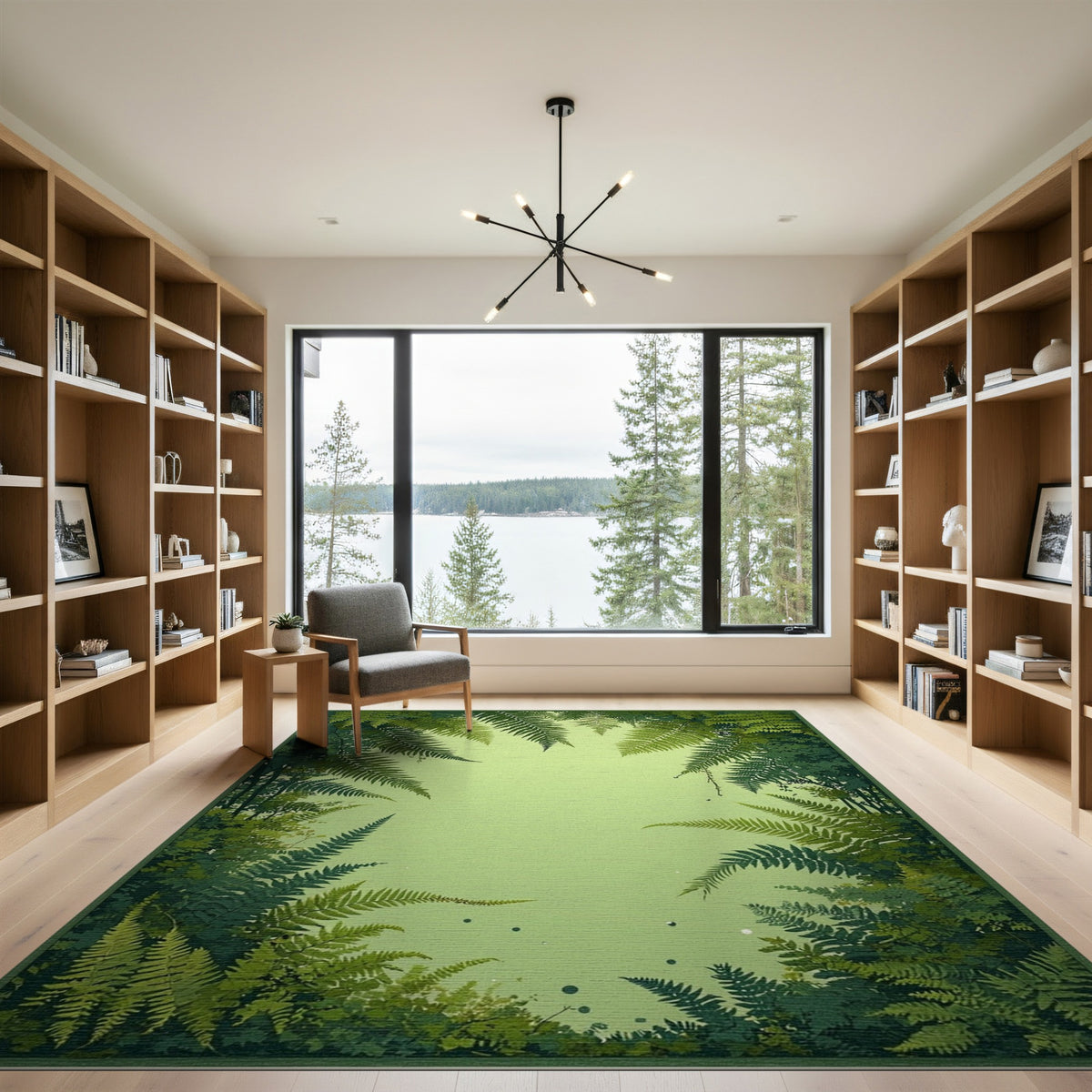 Lush Fern Forest Green Washable Area Rug