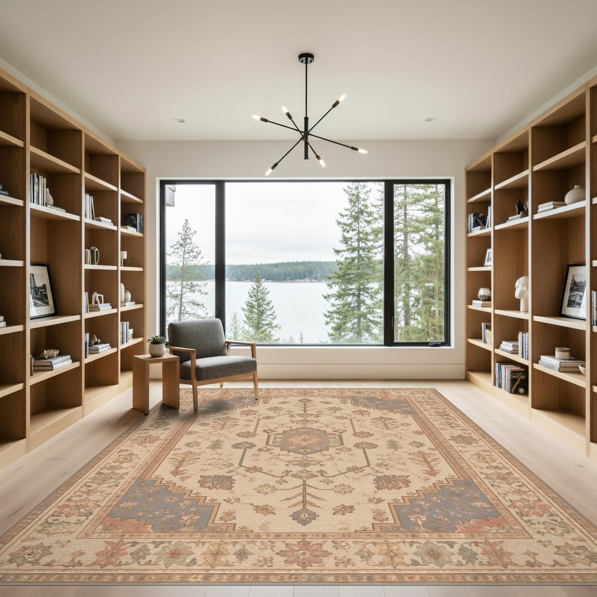 Beige Traditional Persian Floral Medallion Area Rug