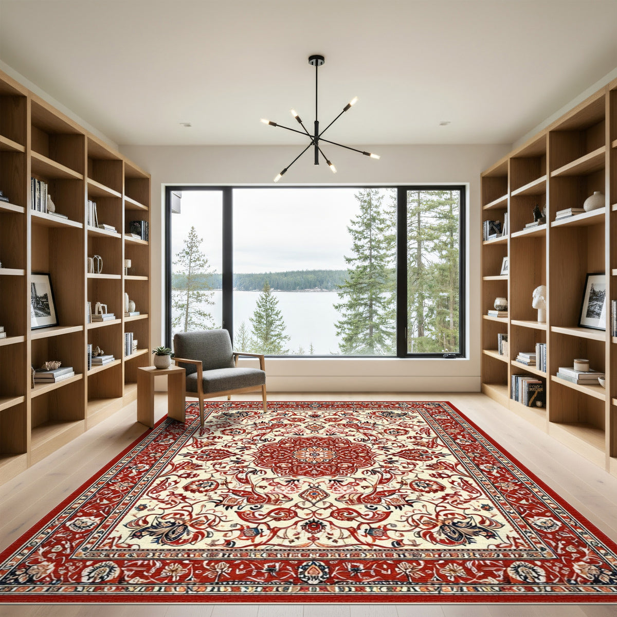 Red Persian Floral Medallion No. 16 Area Rug