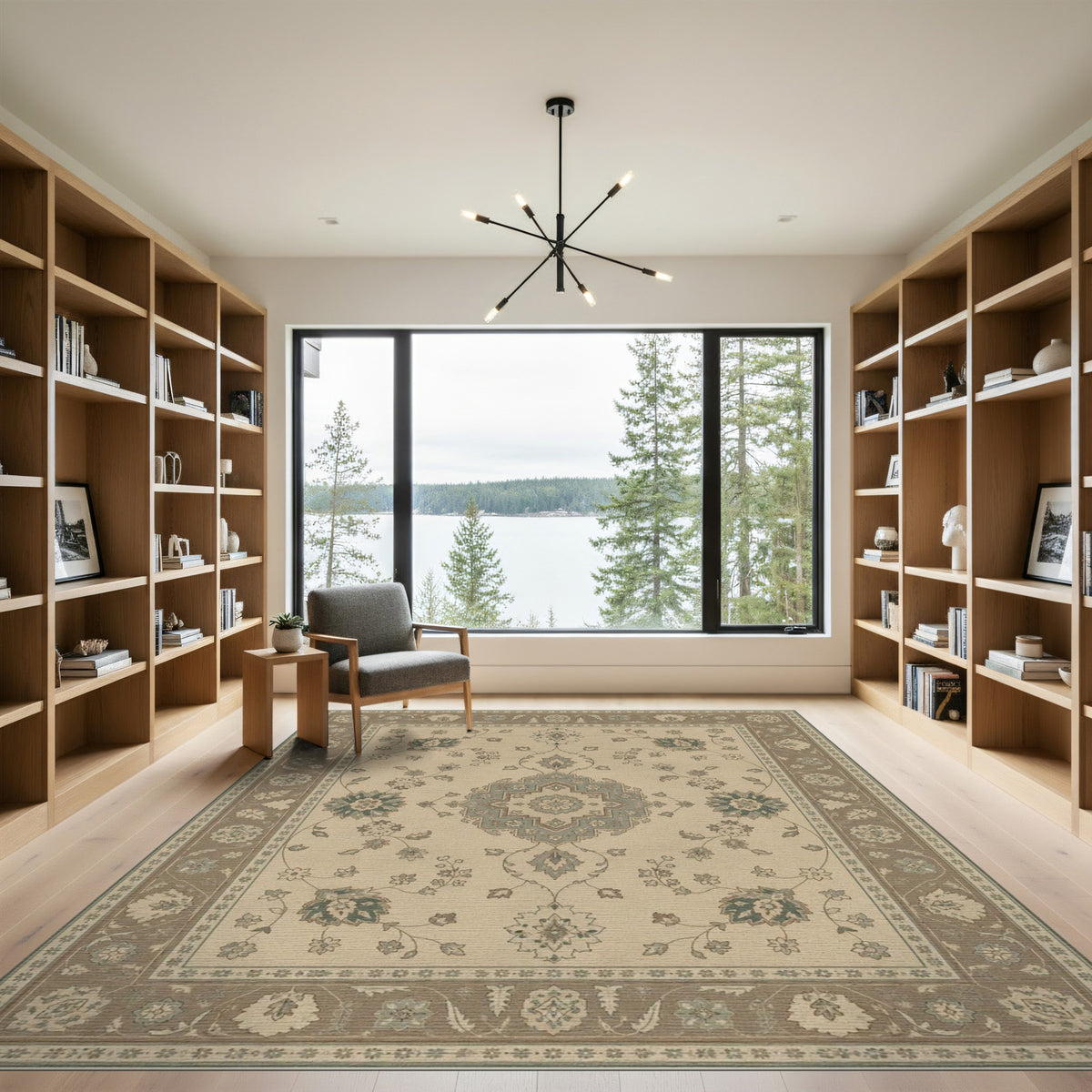 Beige Floral Traditional Persian Area Rug