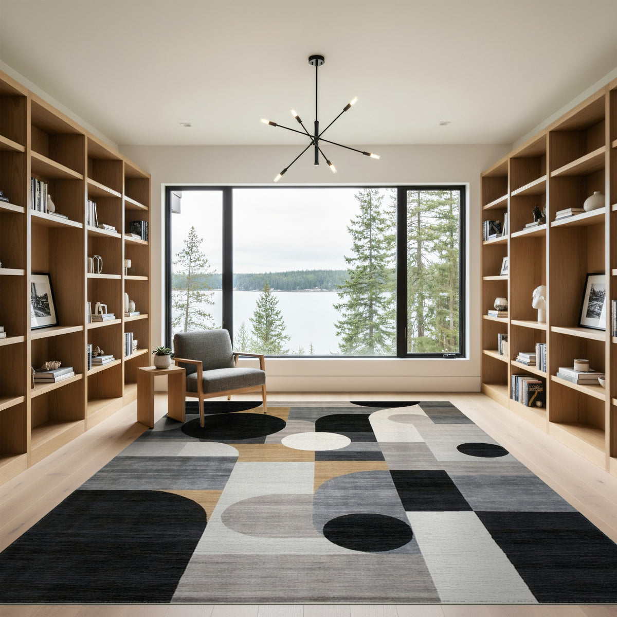 Black White Geometric Modern No. 40 Area Rug