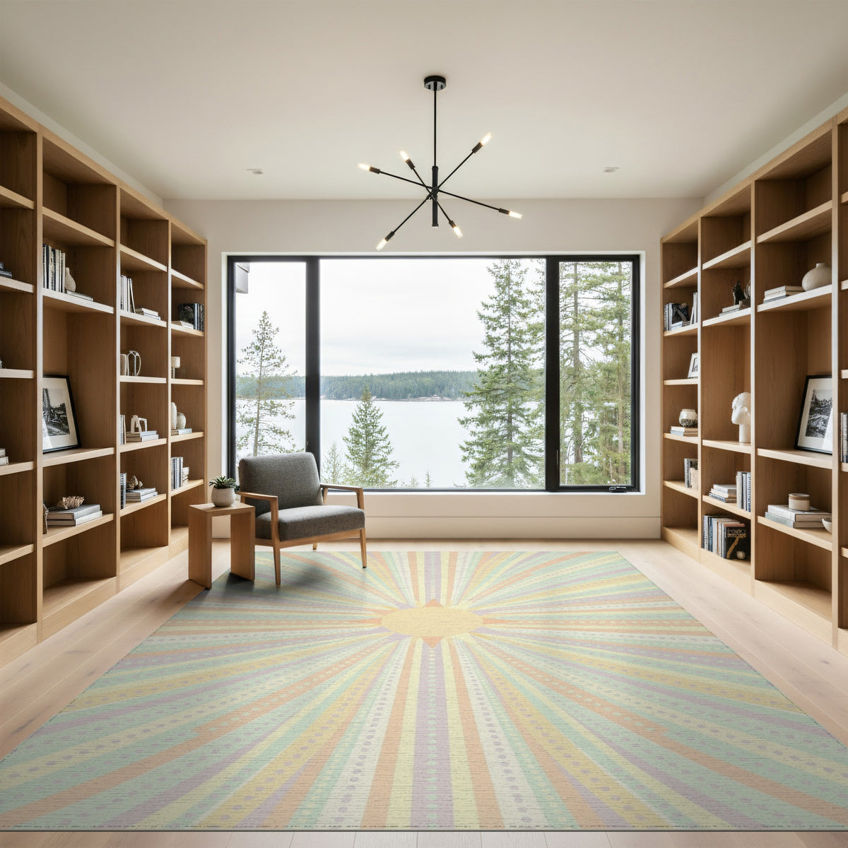 Pastel Sunburst Geometric Area Rug