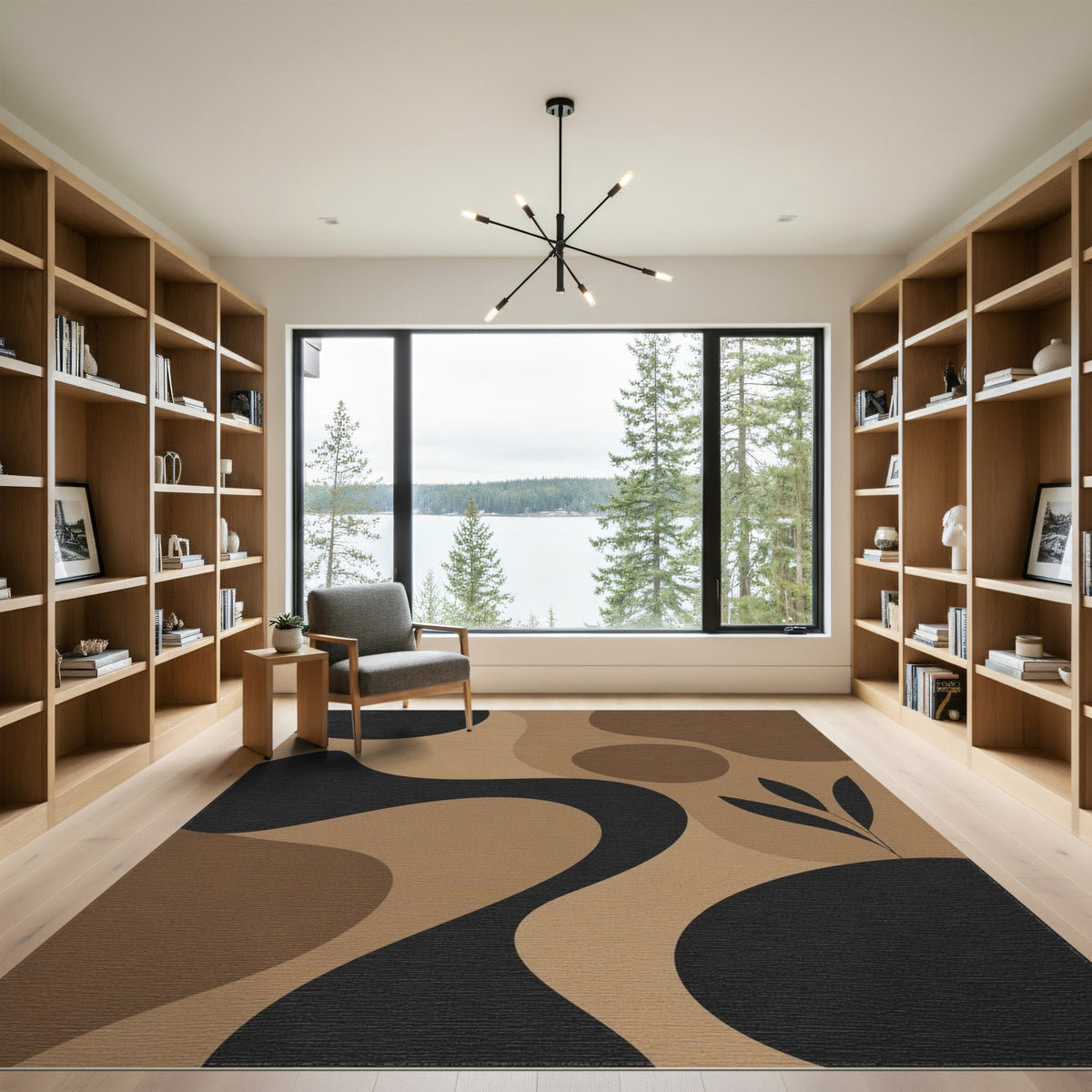 Brown Tan Abstract Organic Area Rug