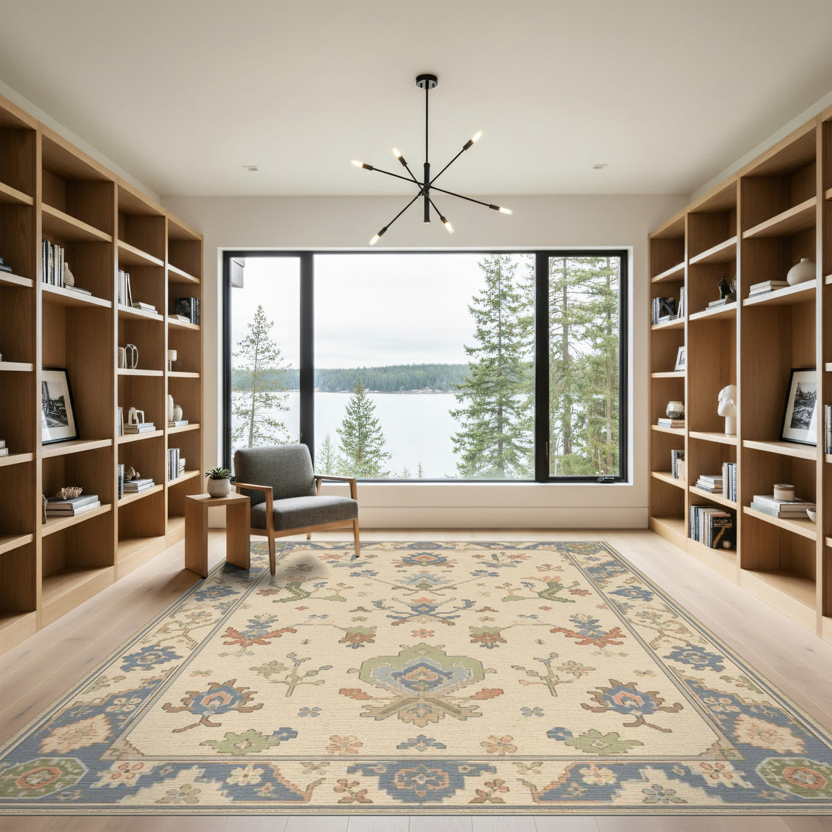 Beige Persian Floral Medallion Rug