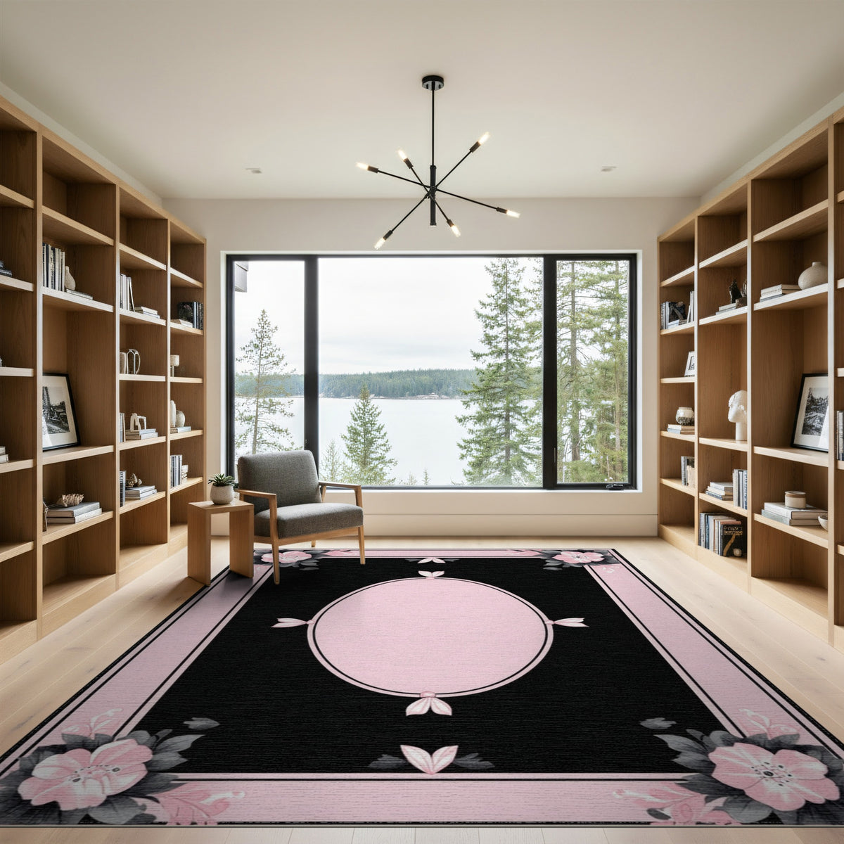 Pink Floral Vintage Oval Area Rug