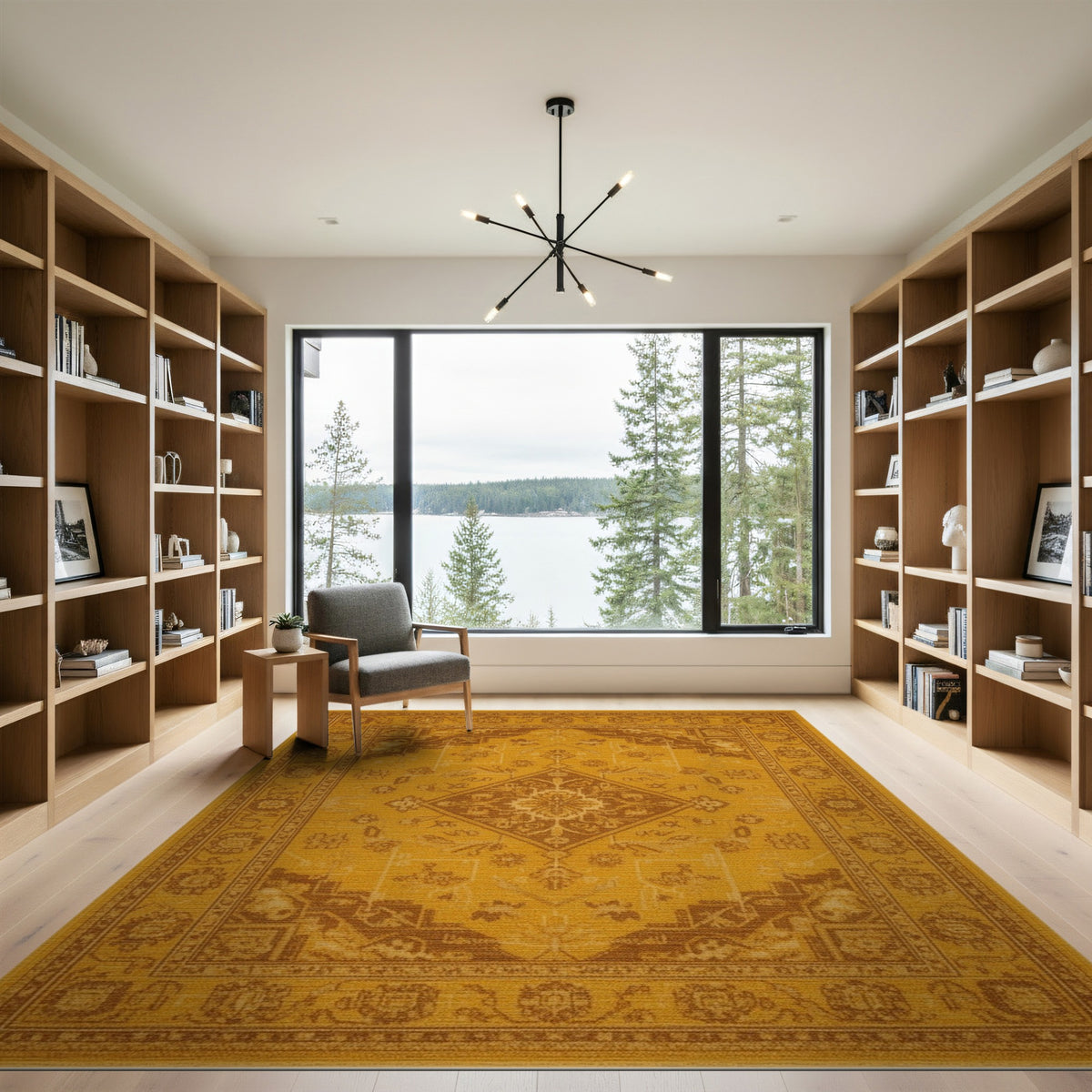 Yellow Golden Yellow Persian Medallion Area Rug