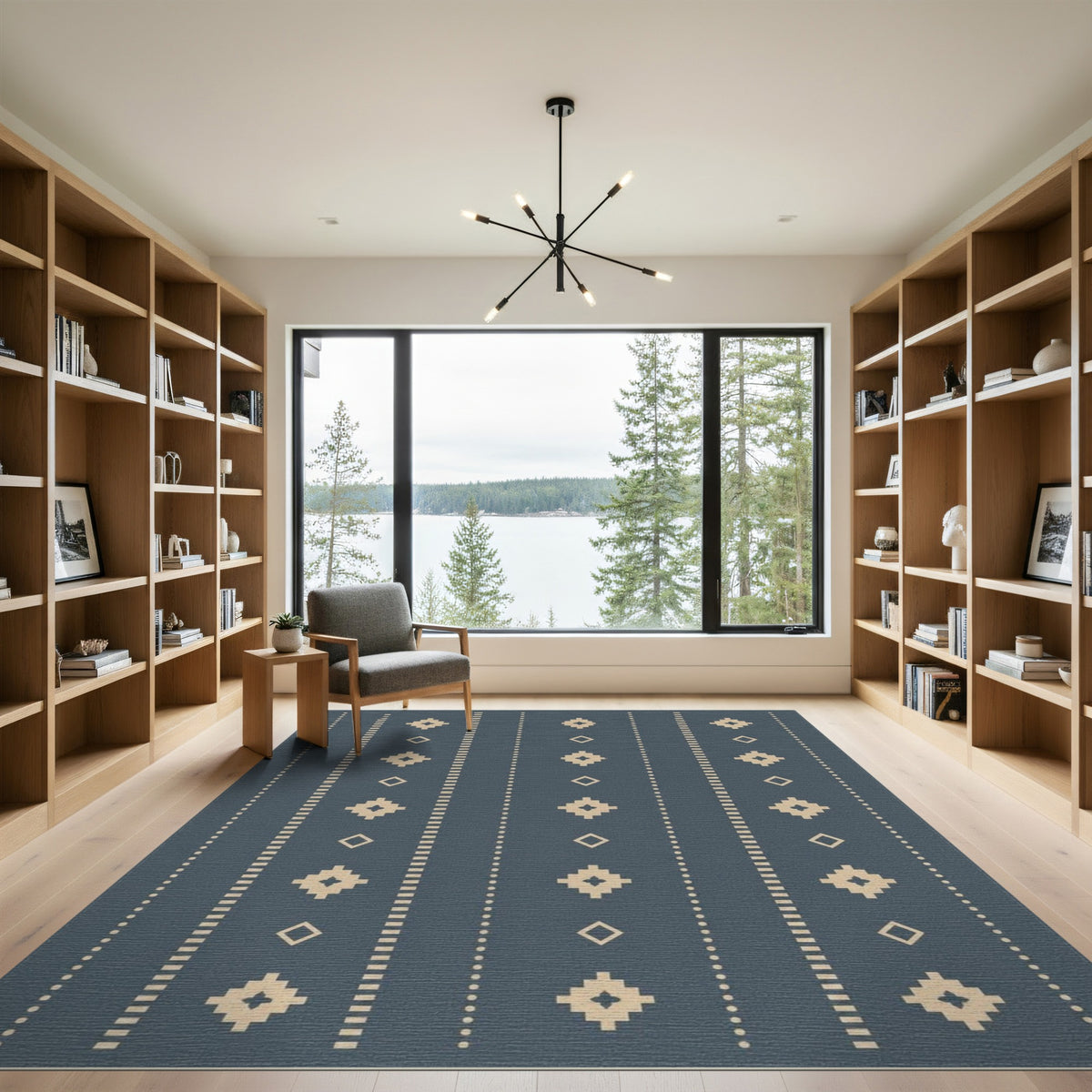 Blue and Teal Blue Heritage Tribal Area Rug
