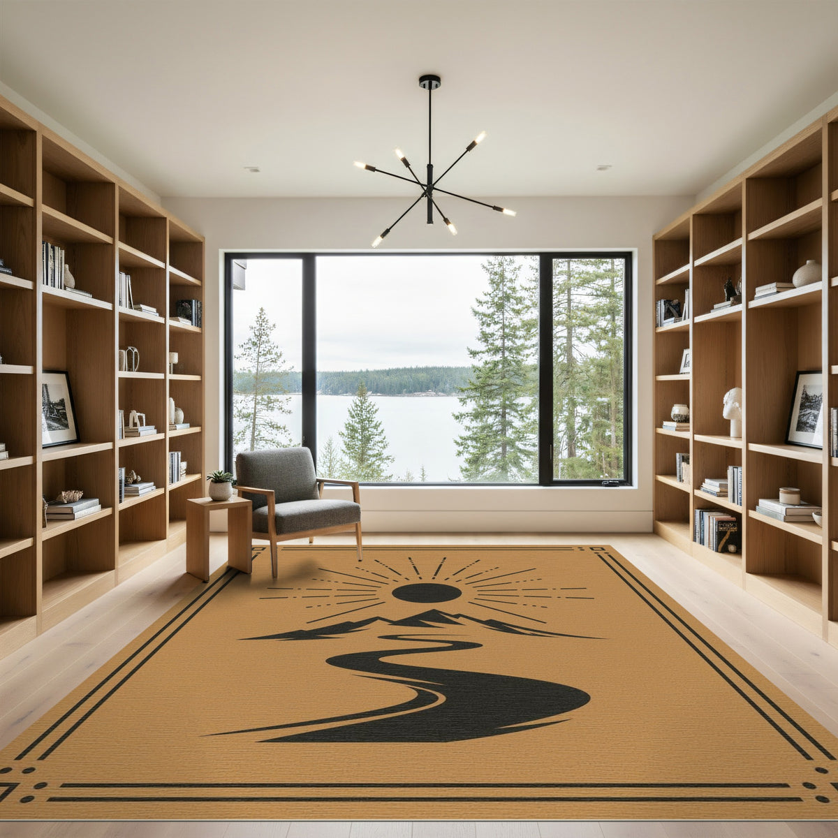 Southwestern Sun Mountain River Brown Area Rug