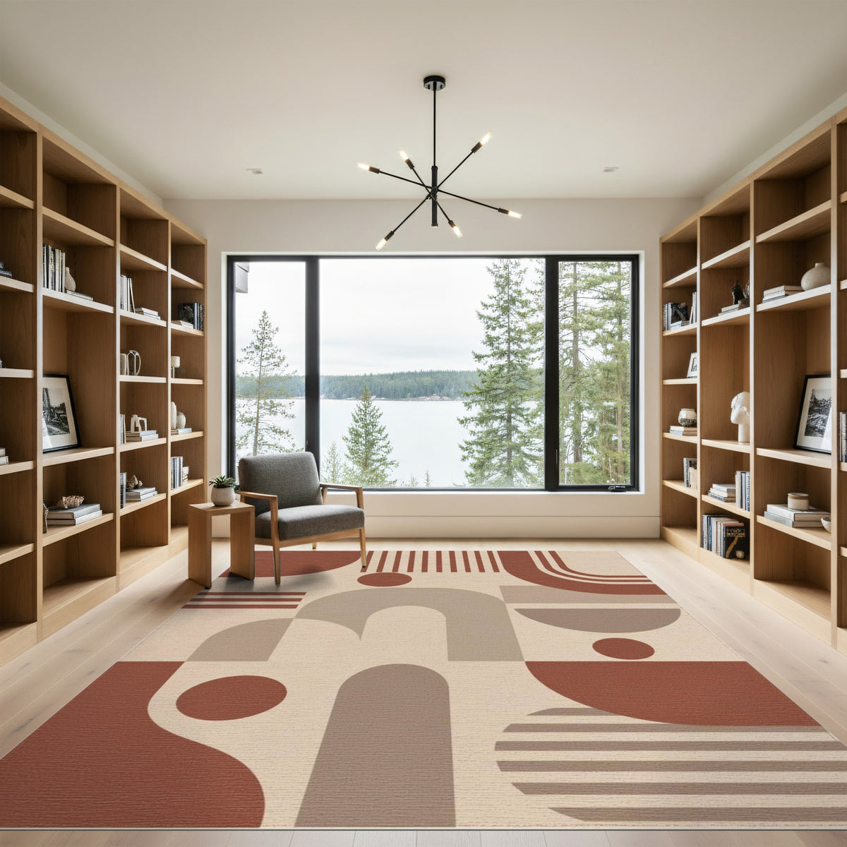 Geometric Brown Arch Area Rug
