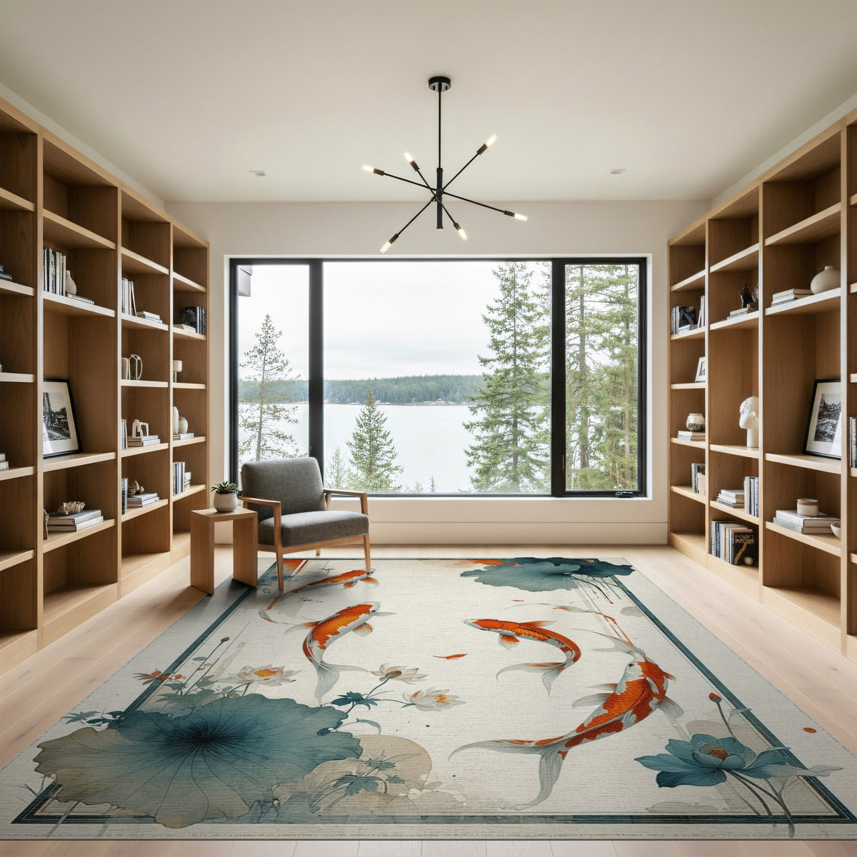 Koi Fish Lotus Area Rug