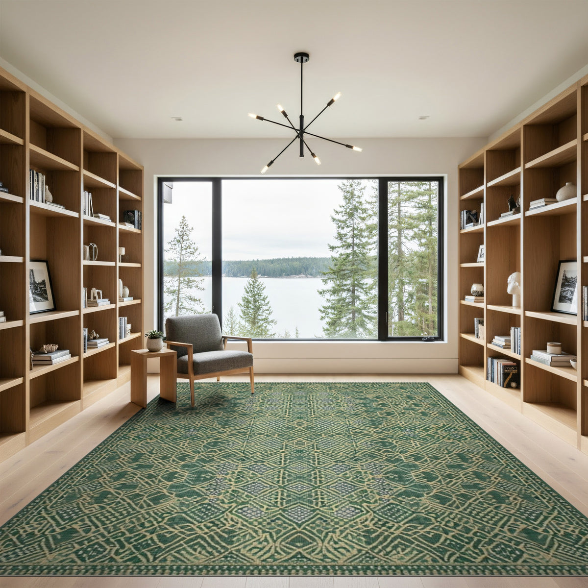 Green Traditional Persian Green Area Rug