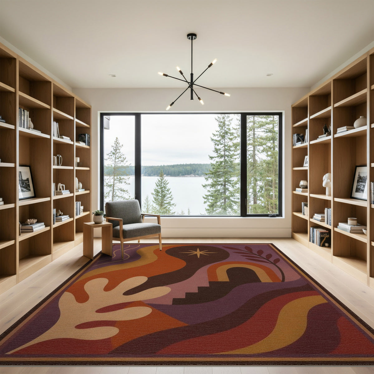 Abstract Purple Star Area Rug