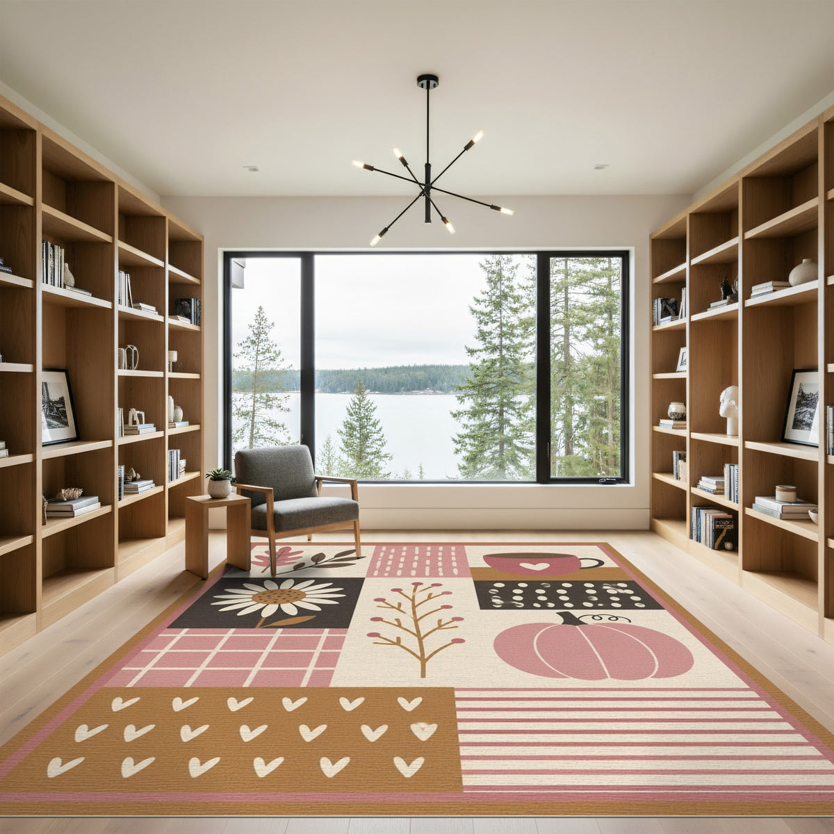 Pink Autumn Patchwork Area Rug