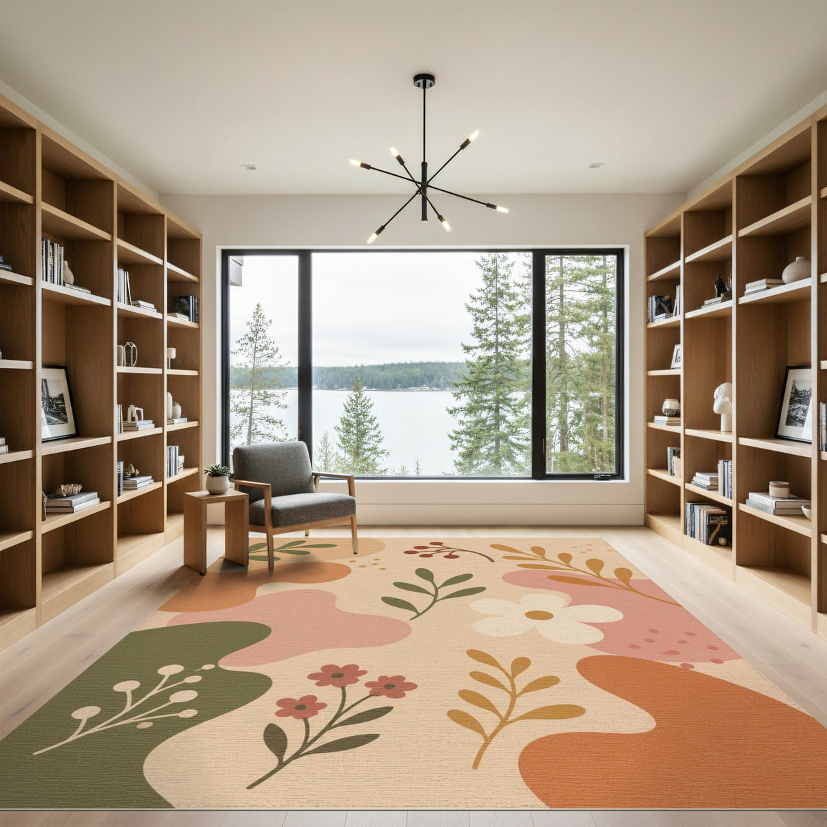 Boho Floral Beige Neutral Area Rug