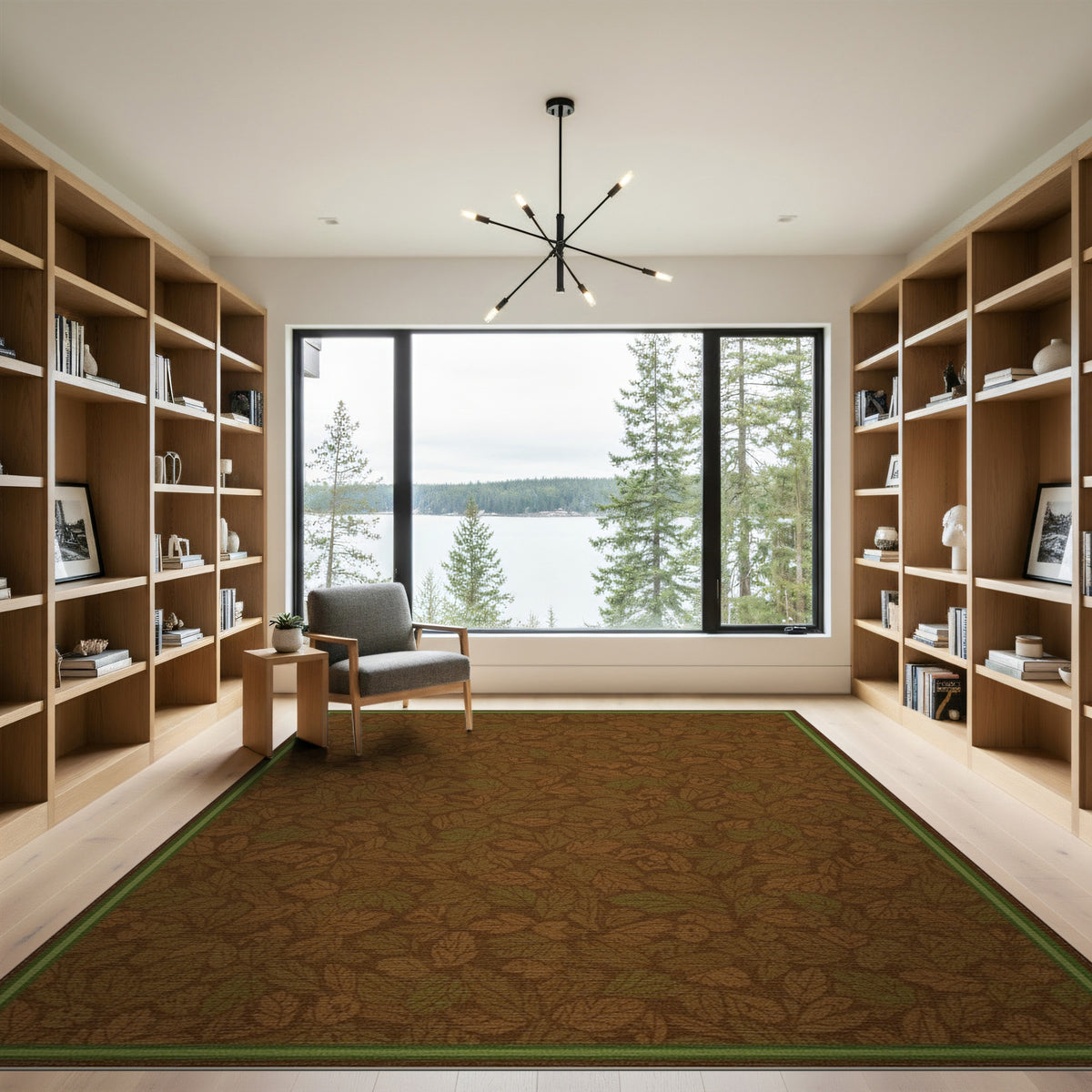 Brown Leaf and Berry Botanical Area Rug