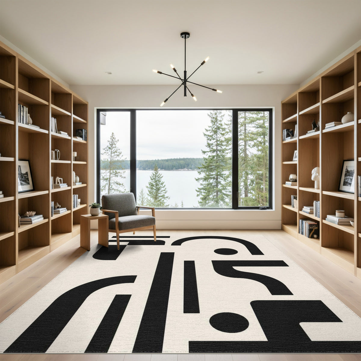 Bold Black White Geometric Area Rug