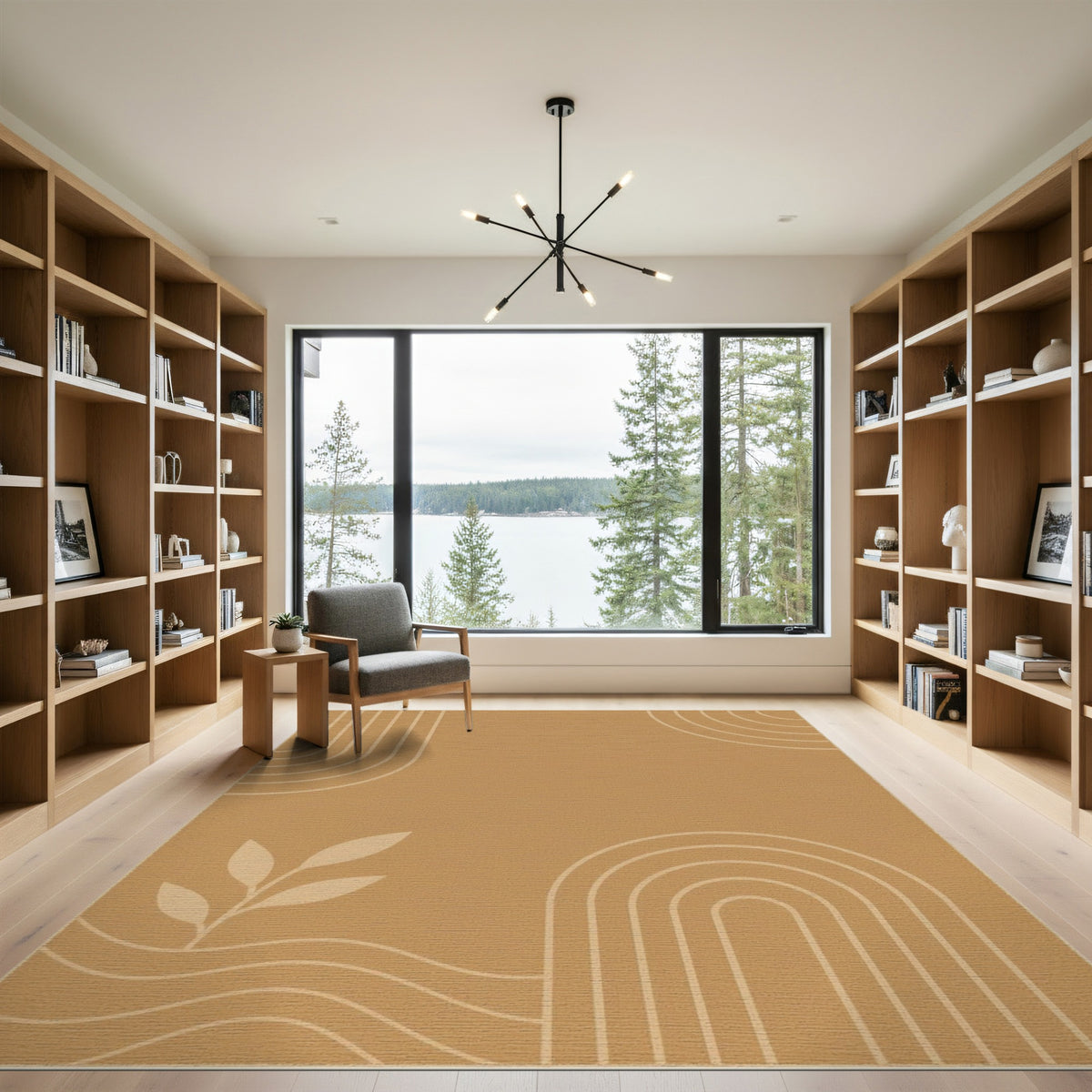 Geometric Modern Brown Geometric Arch Area Rug