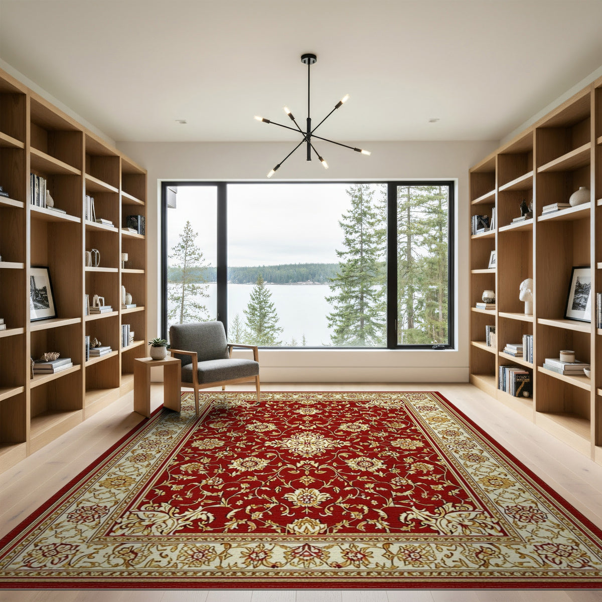 Red Persian Floral Medallion Area Rug