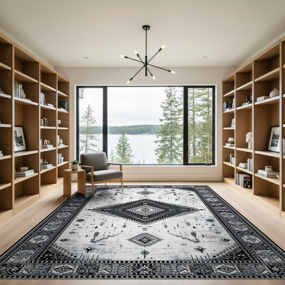 Black White Heritage Tribal No. 54 Area Rug