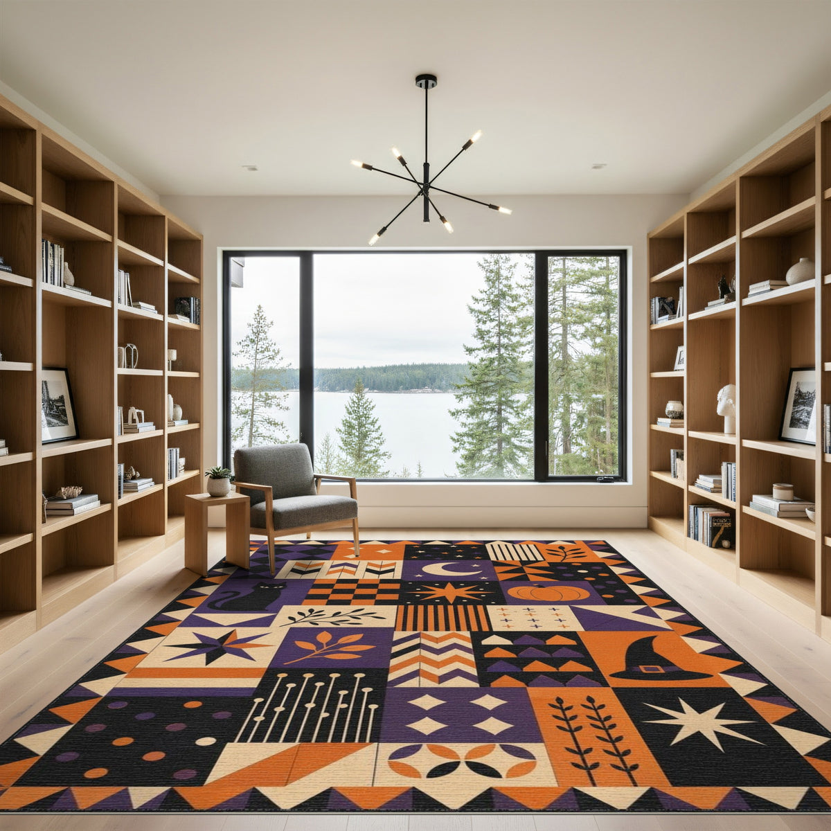 Geometric Modern Halloween Geometric Patchwork Area Rug