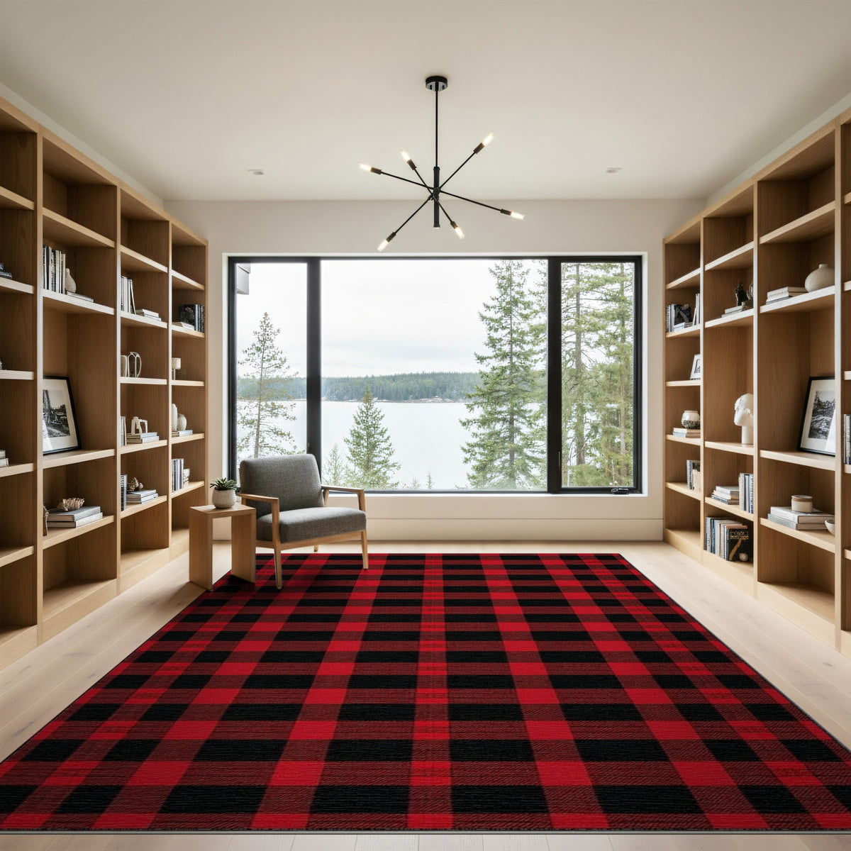 Red Black Checkered Area Rug