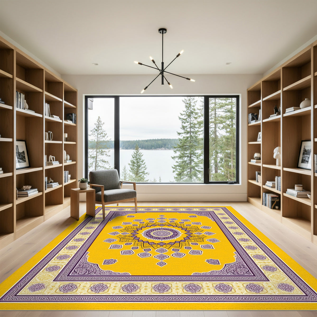 Yellow Persian Medallion Area Rug