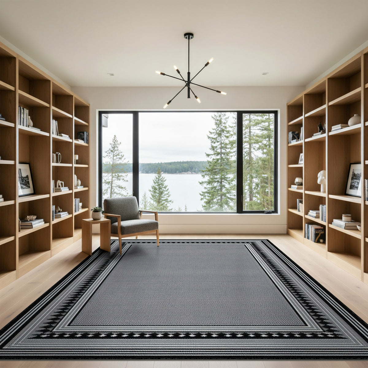 Border Black and White Black White Geometric Border Area Rug