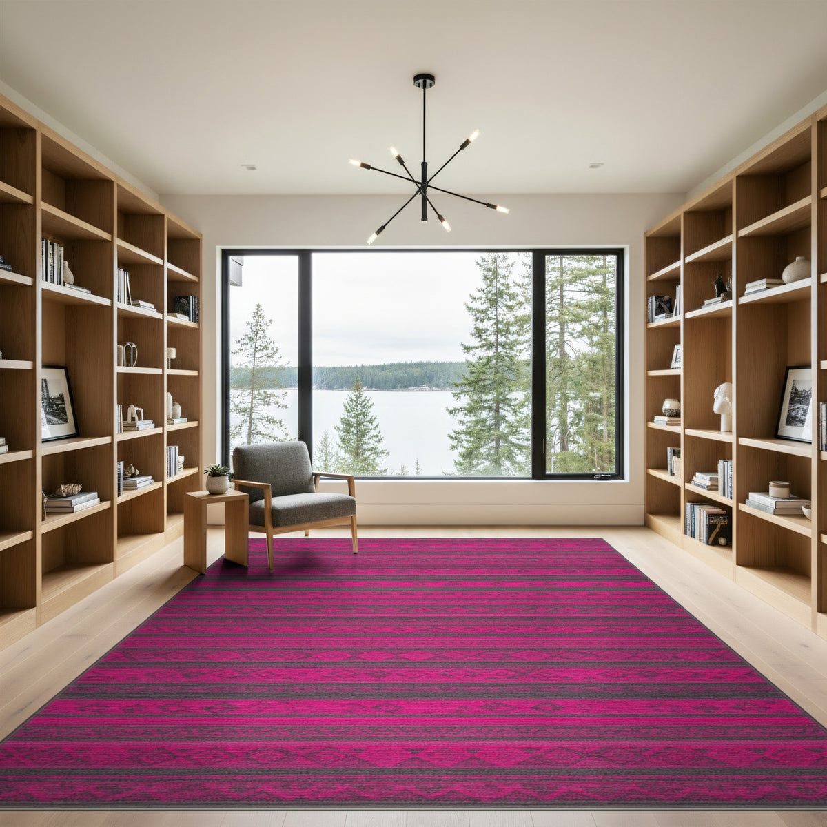 Bold Pink Tribal Striped Area Rug