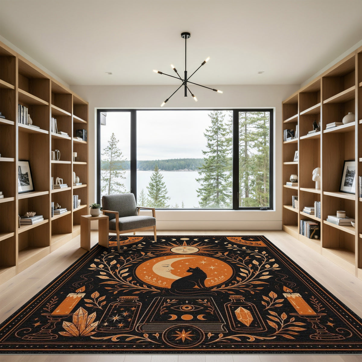 Celestial Cat Boho Area Rug