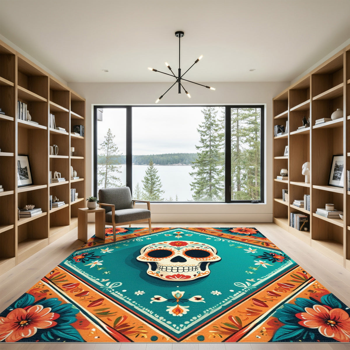 Heritage Tribal Vibrant Sugar Skull Floral Area Rug