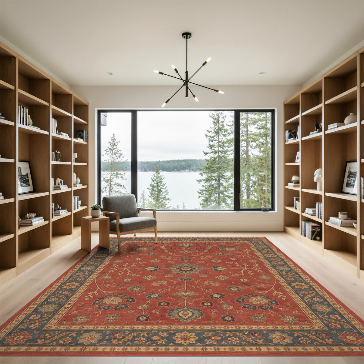 Red Floral Traditional Persian Red Area Rug