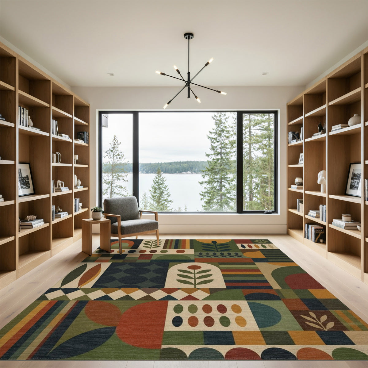 Multi-color and Patterns Multi-Color Geometric Leaf Area Rug