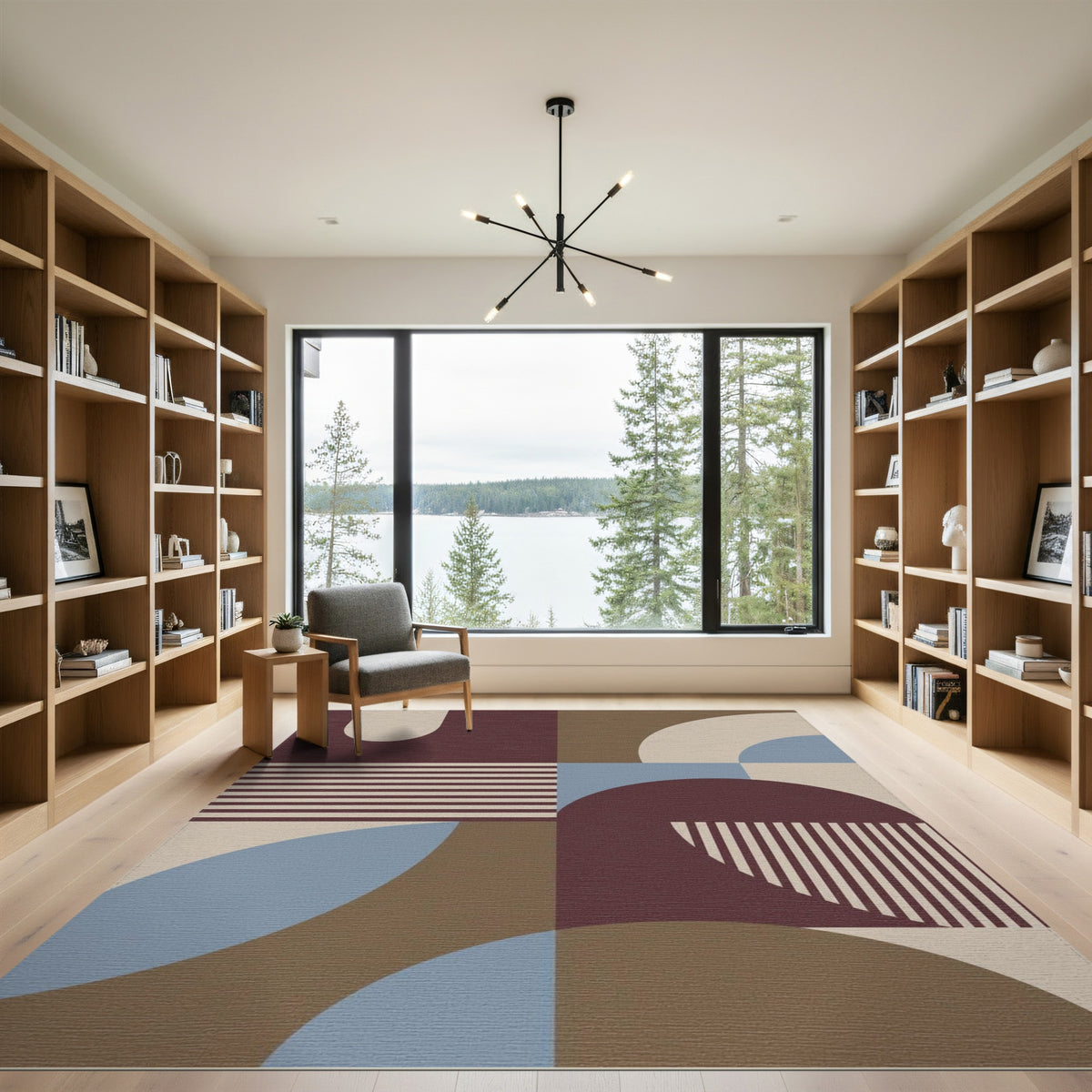Contemporary Geometric Brown Area Rug