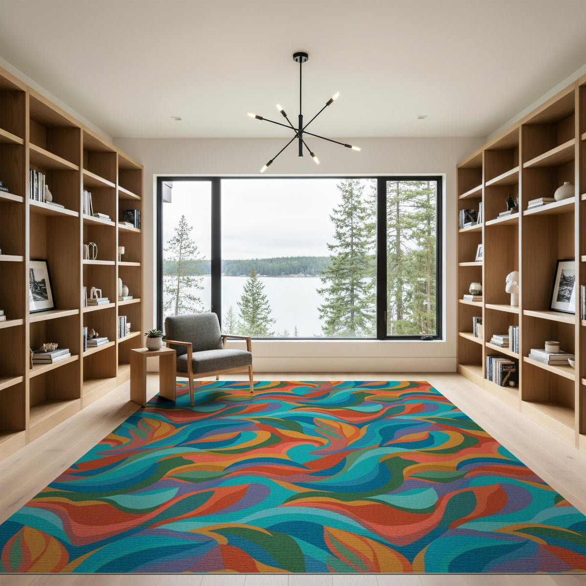 Vibrant Multi-Color Wave Area Rug