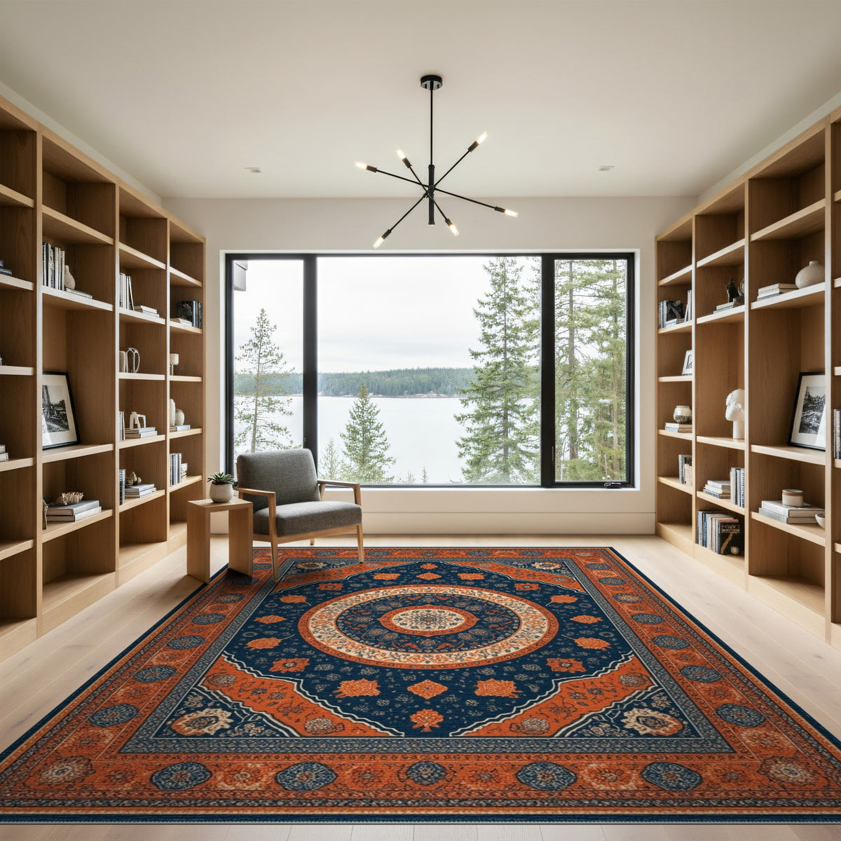 Navy Blue and Teal Navy Blue Orange Persian Medallion Area Rug