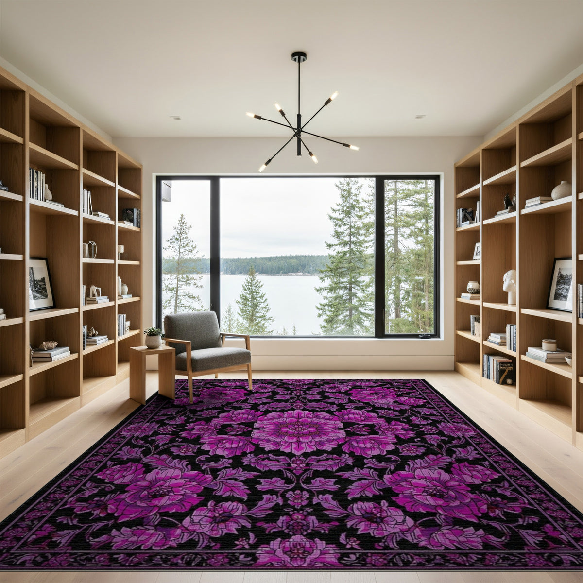 Purple Floral Vintage Area Rug