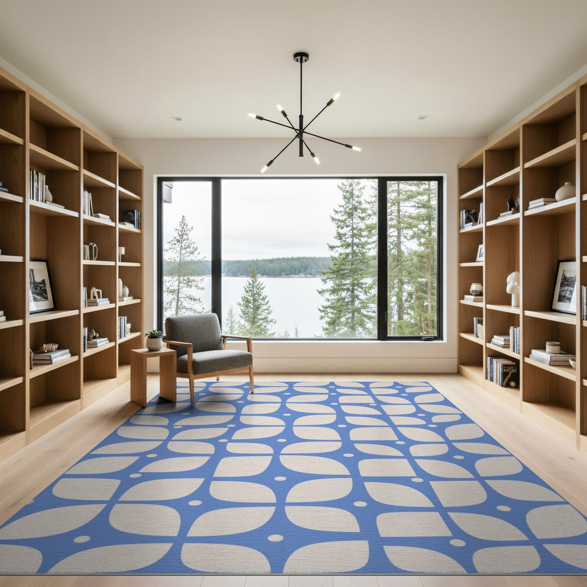 Blue Geometric Petal Area Rug